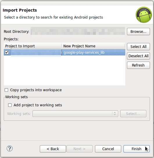 Google Play Hizmetlerini Androide Ekleme 4 android play services import play project