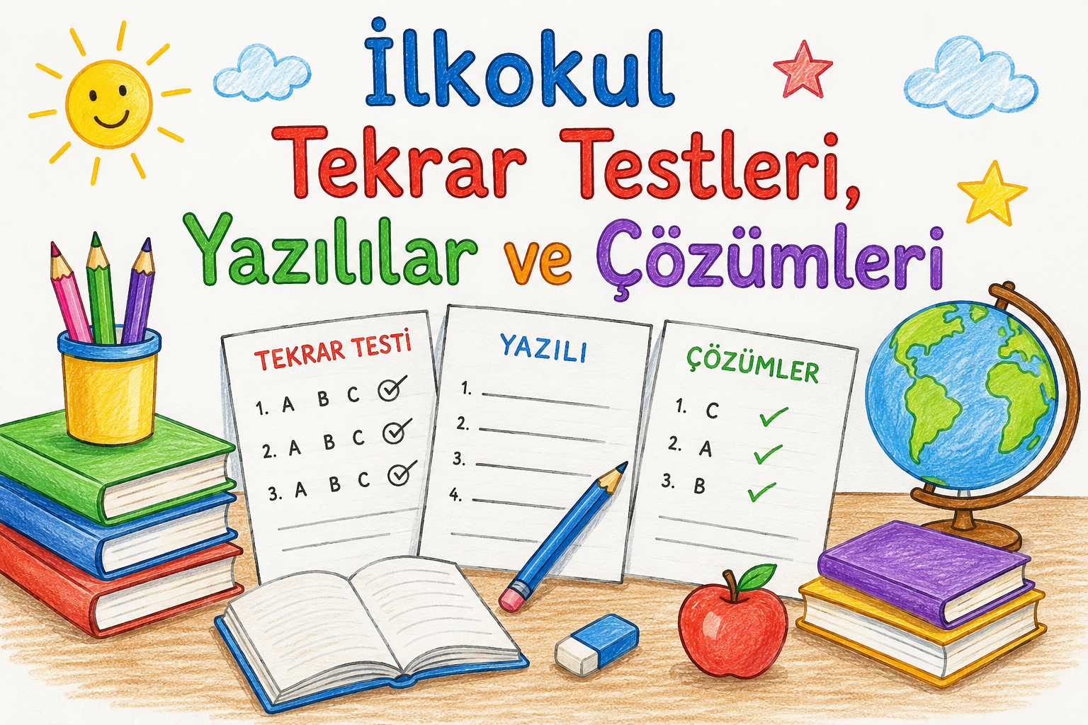 İlkokul Tekrar Testleri, Yazılılar ve Çözümleri