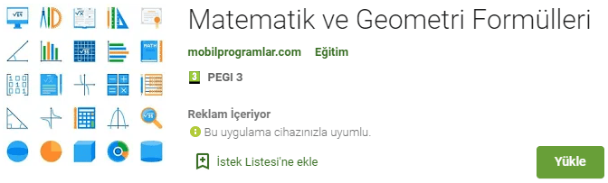 Matematik Geometri Formülleri